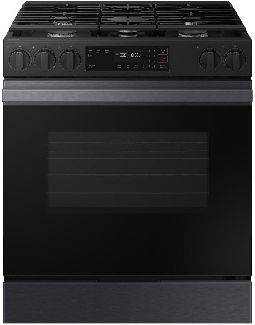 Samsung NSG6DG8100MT 6.0 Cubic Foot Gas Slide In Range Self Clean: Matte Black Matte Black Steel