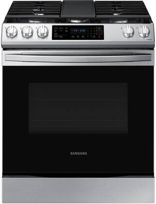 Samsung NX60BG8315SS 30 Inch Natural Gas, All Gas Slide-In Range in Fingerprint Resistant Stainless Steel