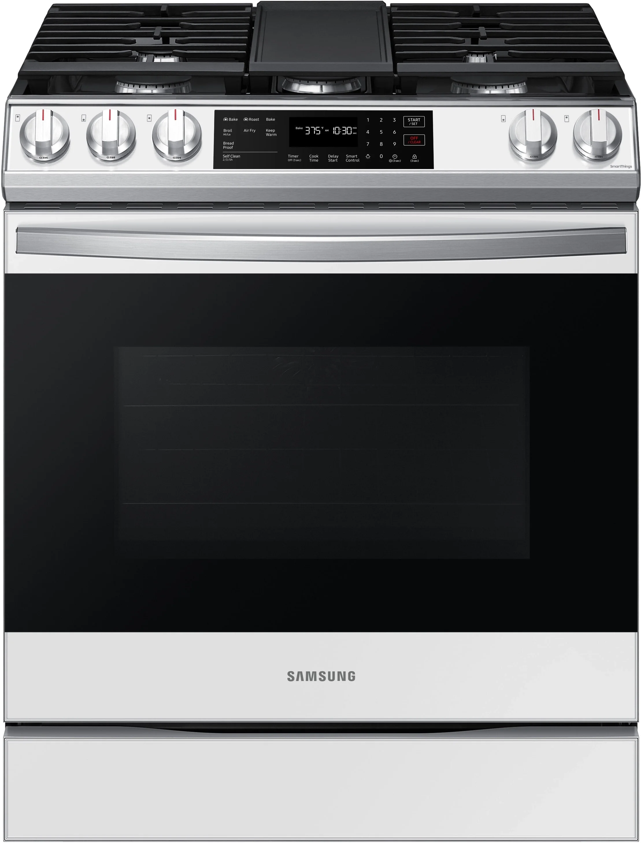 Samsung NX60CB831512 Bespoke Series 30 Inch Natural Gas, All Gas Slide-In Range in White Glass