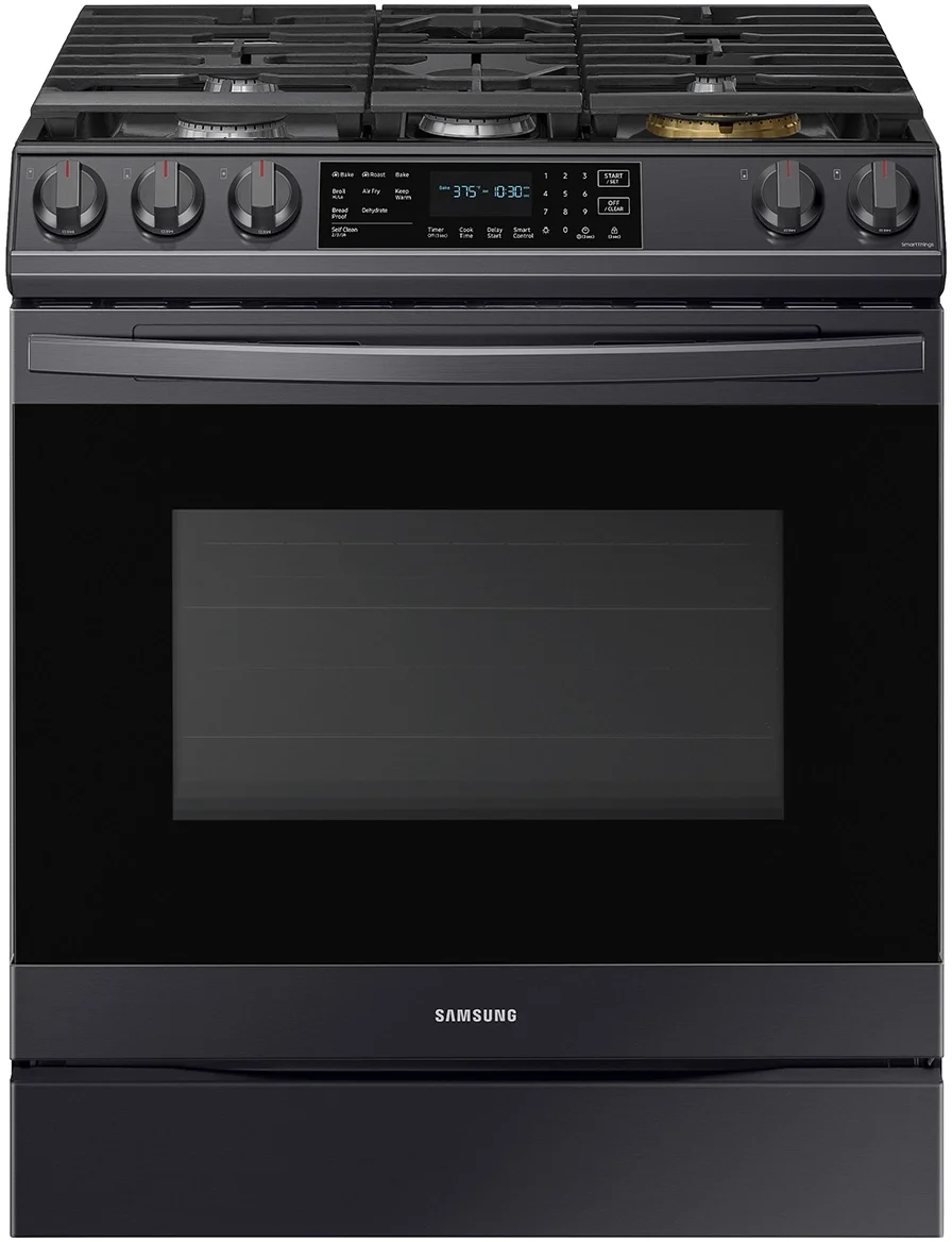 Samsung NX60T8511SG 30 Inch Fingerprint Resistant Black Stainless Steel Slide-in Gas Convection Range