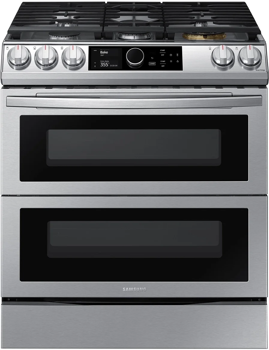 Samsung NY63T8751SS 30 Inch Fingerprint Resistant Stainless Steel Slide-in Dual Fuel Convection Range