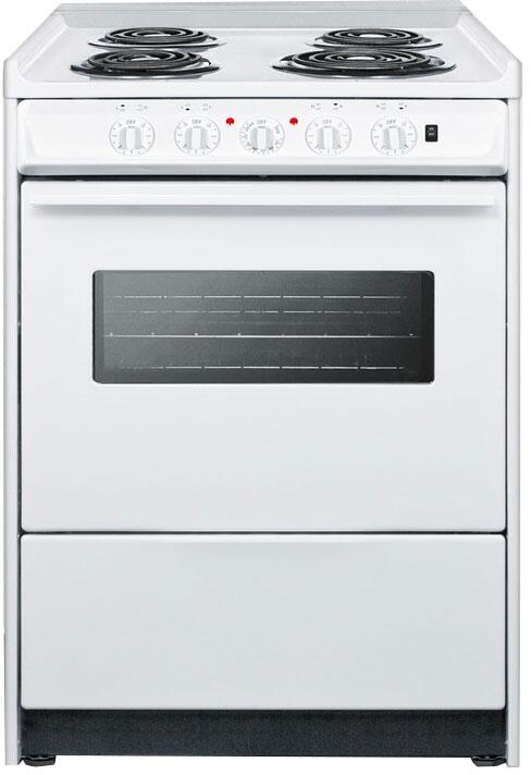 Summit 24" White Slide-In Electric Coil Range with Oven Light & Window- ADA Compliant