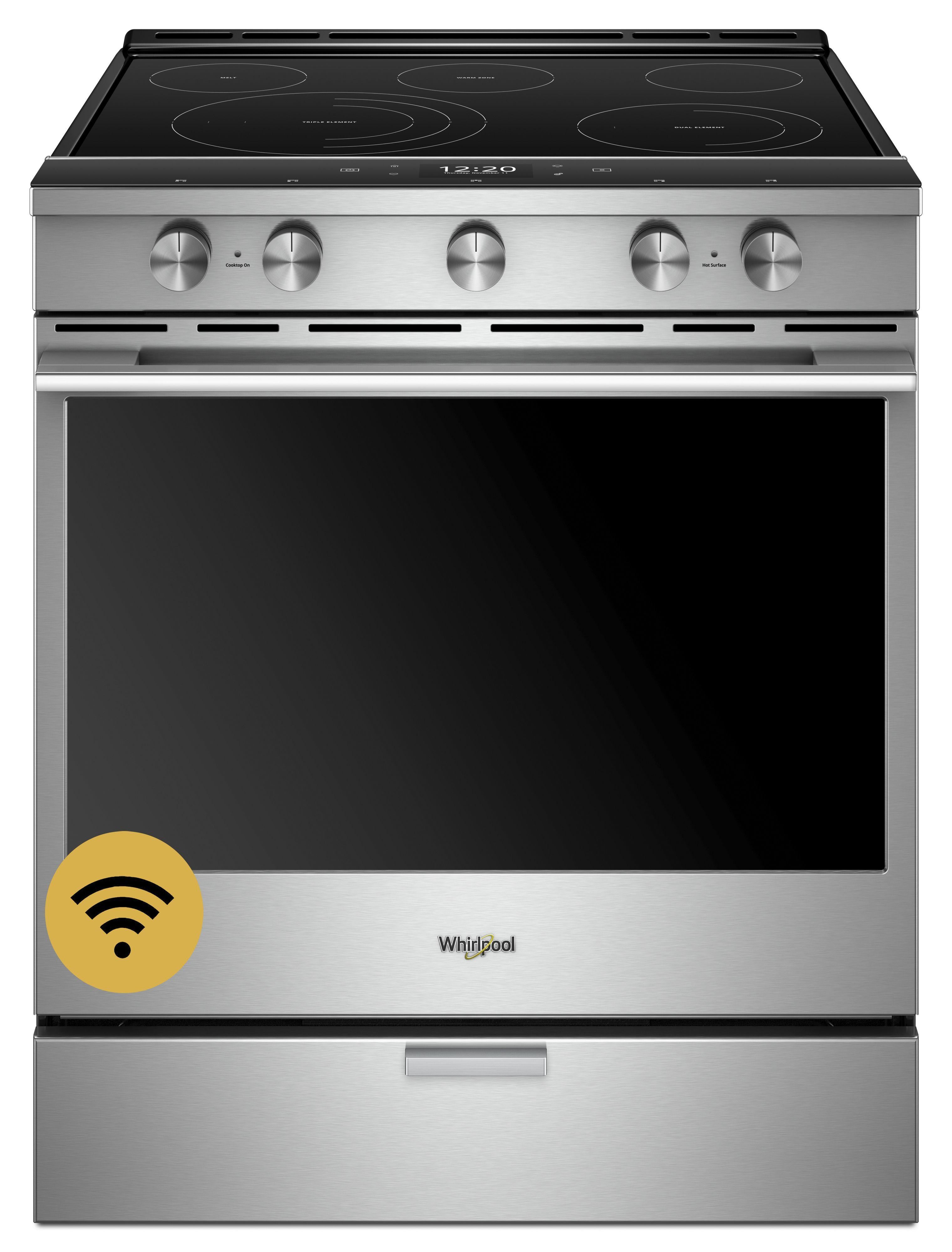 Whirlpool 30" Fingerprint Resistant Stainless Steel Electric Smoothtop Slide-In Range - Convection - ADA Compliant
