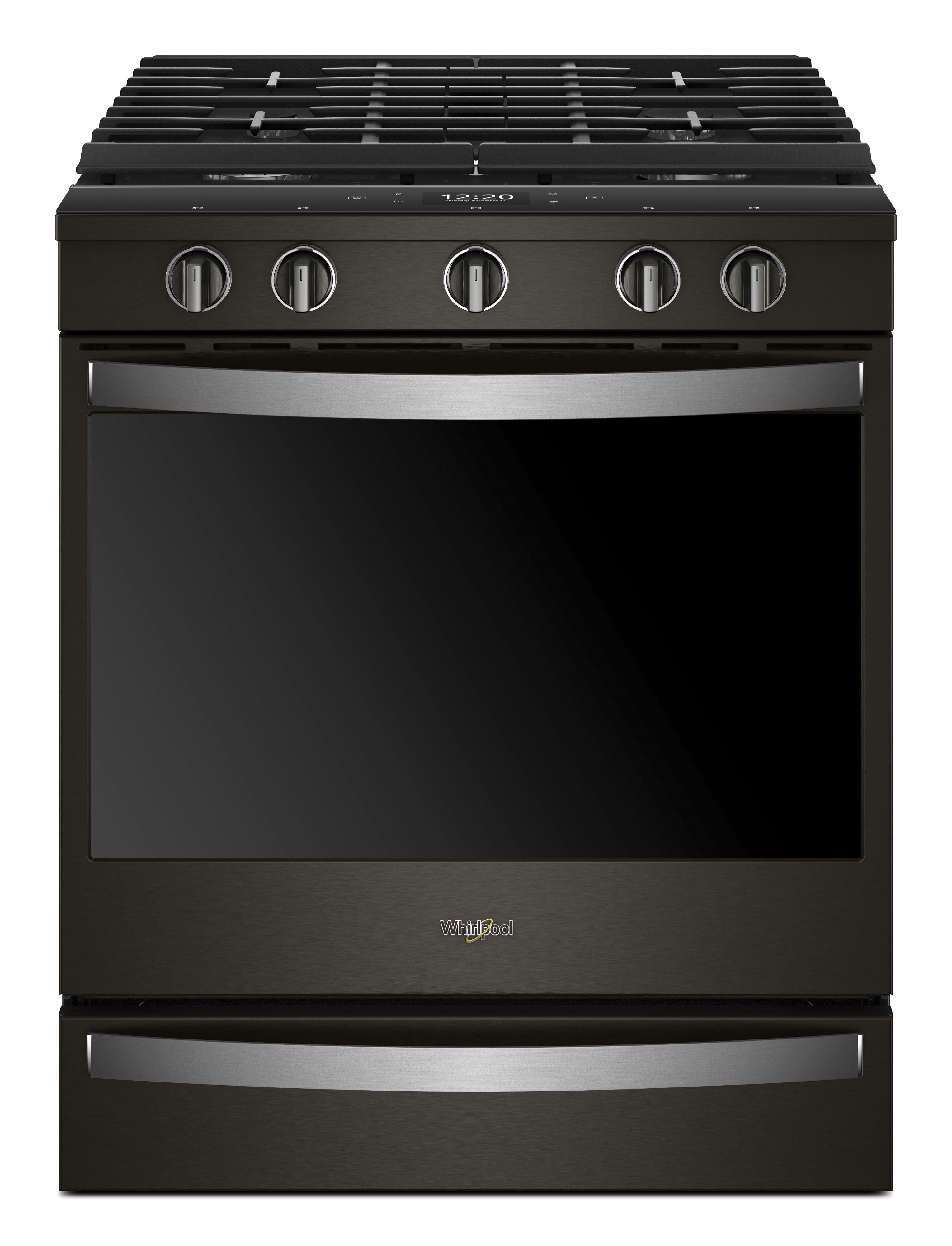 Whirlpool 30" Black Stainless Steel Gas Slide-In Sealed Burner Range - Convection - ADA Compliant