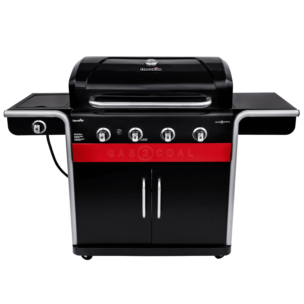Char-Broil 4-Burner Natural Gas Grill with 1 Side Burner - Black and Red