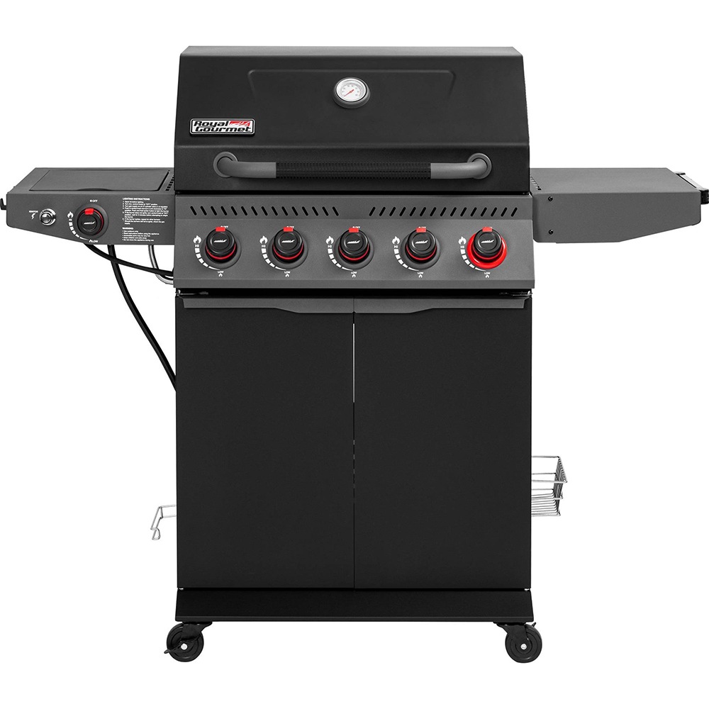 5-Burner Gas Grill with Side Burner - Black