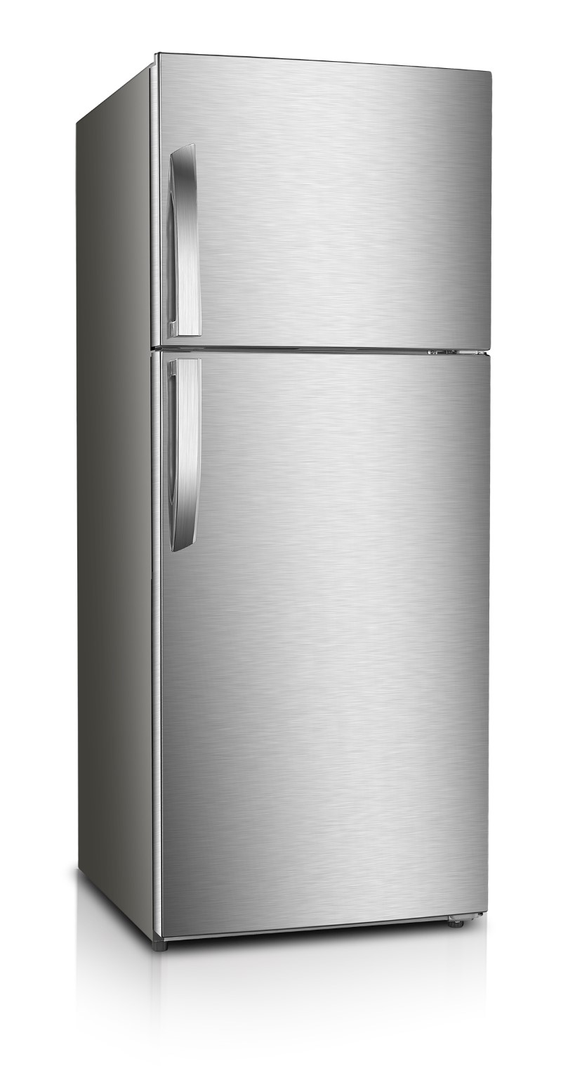 10 Cubic Foot Frost Free Top Freezer Refrigerator with Tilt-Out Can Dispenser and Gallon Door Storage in Stainless Steel Look