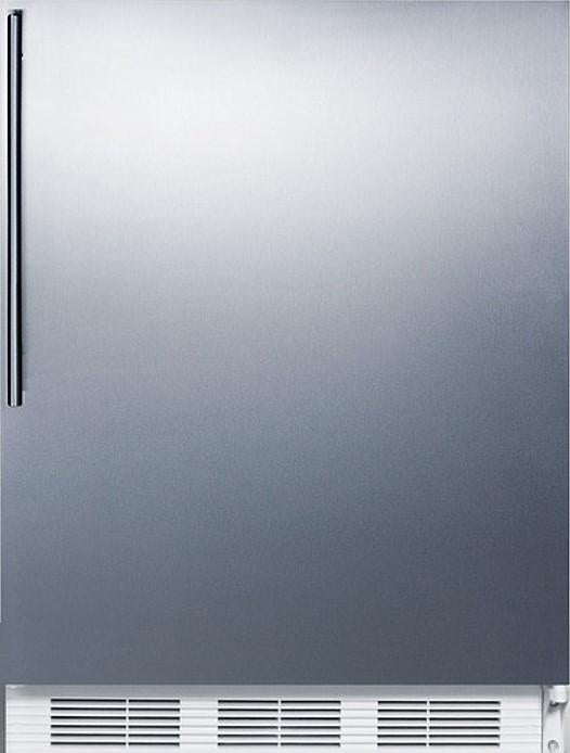 Summit 24" 5.1 cu.ft. Stainless Steel Built-In Compact Refrigerator with Vertical Handle - Right Hinge - ADA Compliant