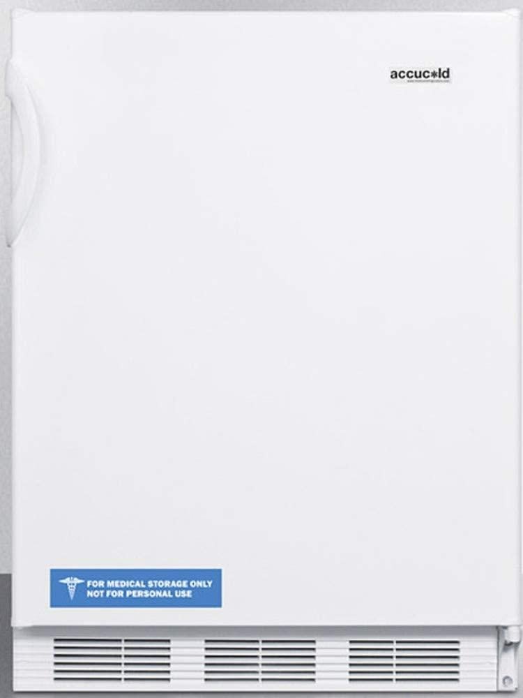 Summit AccuCold 24" 5.1 cu.ft. White Built-In Compact Refrigerator - ADA Compliant