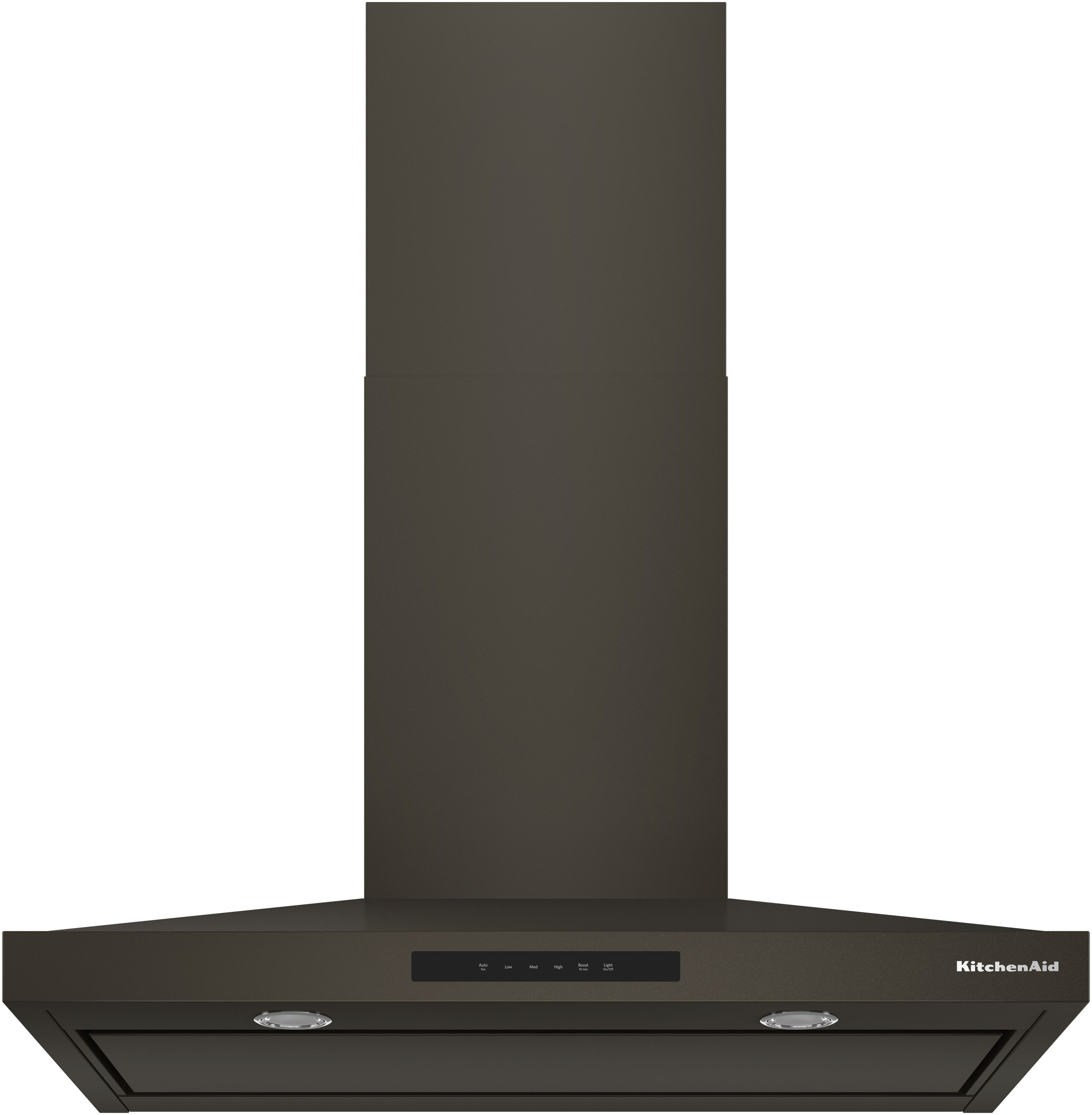 KitchenAid 36 Inch Wall Mount Chimney Hood With 4 Speeds And 400 CFM: Black Ore
