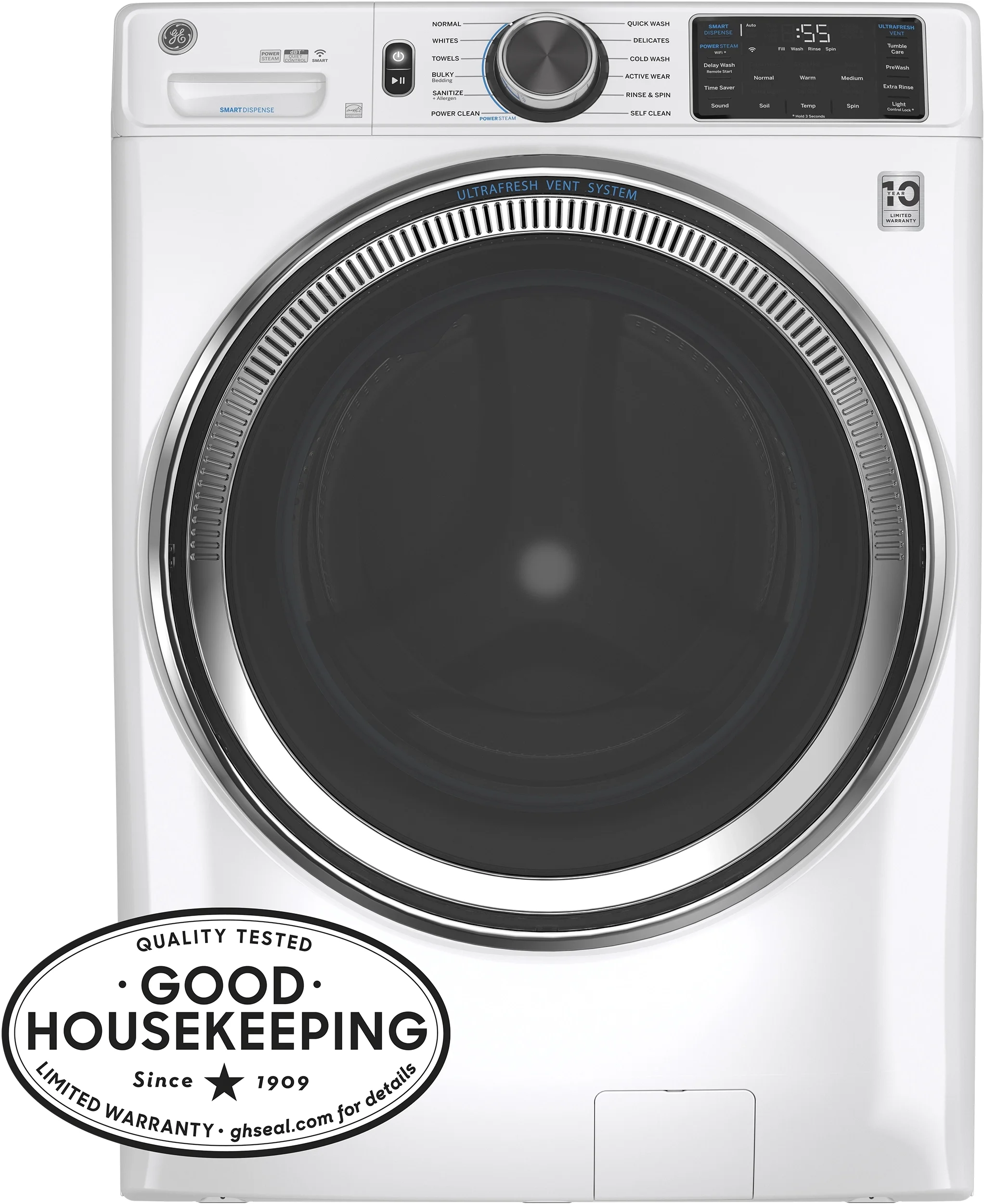 GE 4.8 cu.ft. White Electric Front Load Washer - Energy Star