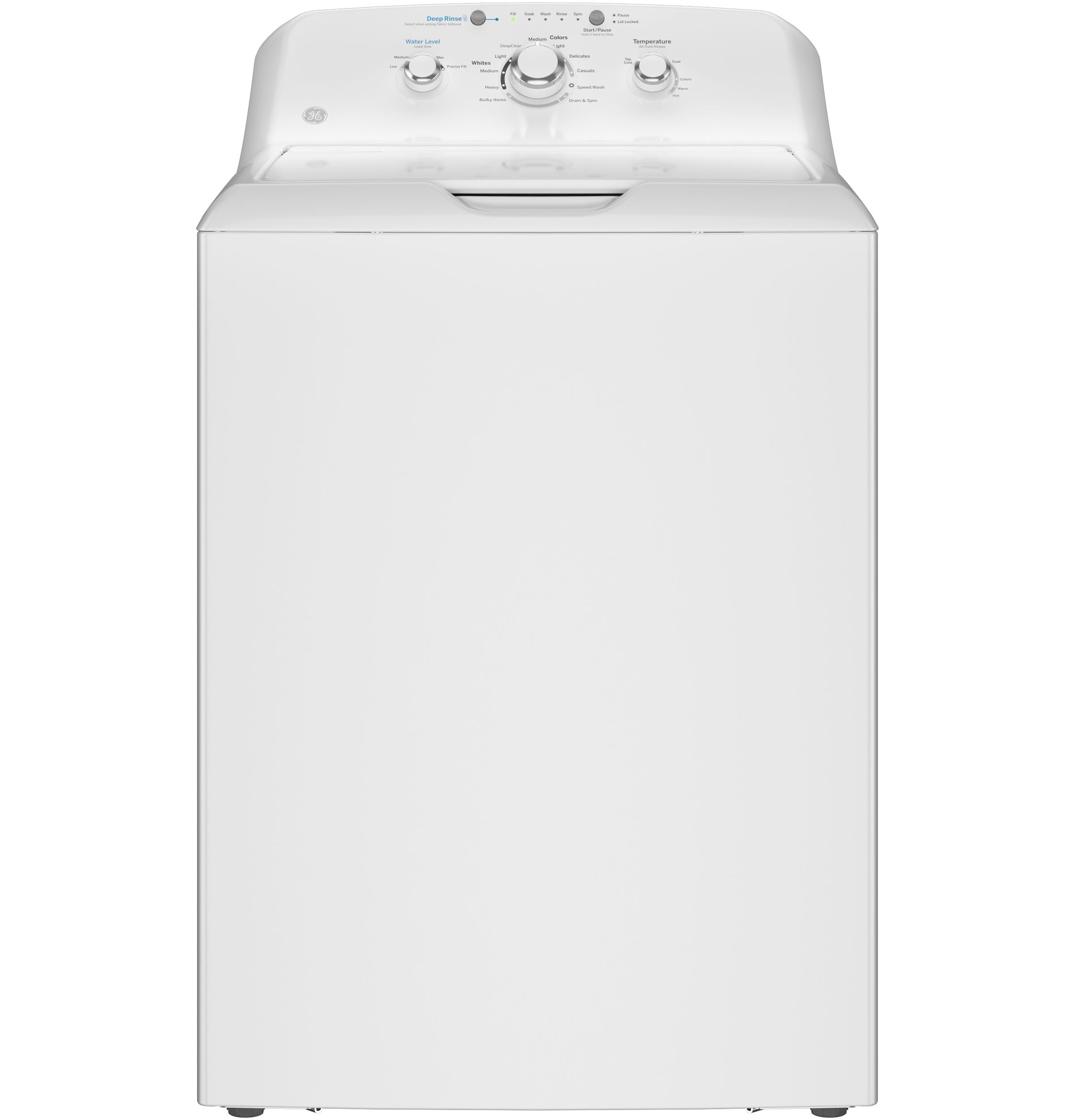 GE 27 Inch Top Load Washer with 4.0 cu. ft. Capacity, 11 Wash Cycles, 750 RPM, Heavy-Duty Agitator, Deep Rinse, Stainless Steel Drum, Lid Lock, Deep Clean Cycle, and UL Listed: White On White