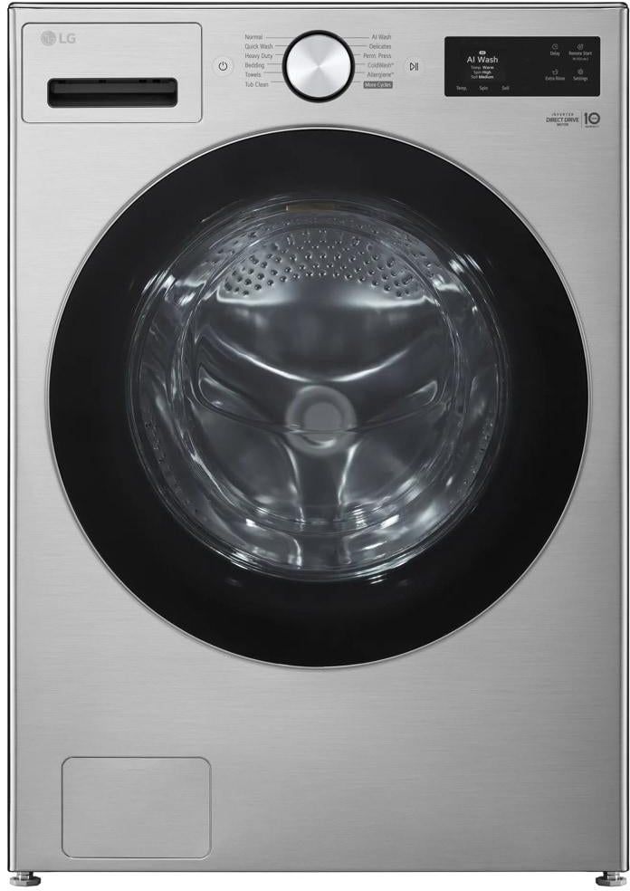 LG 5.0 cu. ft. Mega Capacity Smart Front Load Washer with TurboWash® 360°, AI Sensing and Hybrid Electronic Controls with LCD Display: Graphite Steel