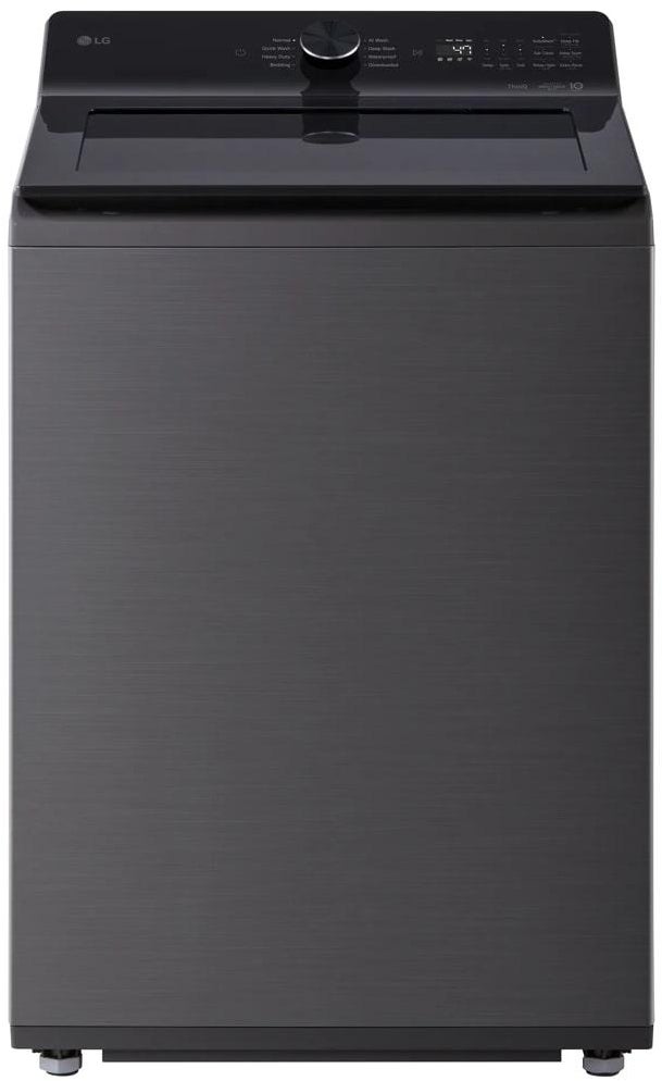 LG 27 Inch Smart Top Load Washer with 4.8 cu ft Mega Capacity, Smart Pairing™, Powerful Jet Spray, 4-Way Wash Action, SlamProof™ Lid, EasyUnload™, ThinQ UP™ and Deep Fill: Platinum Black