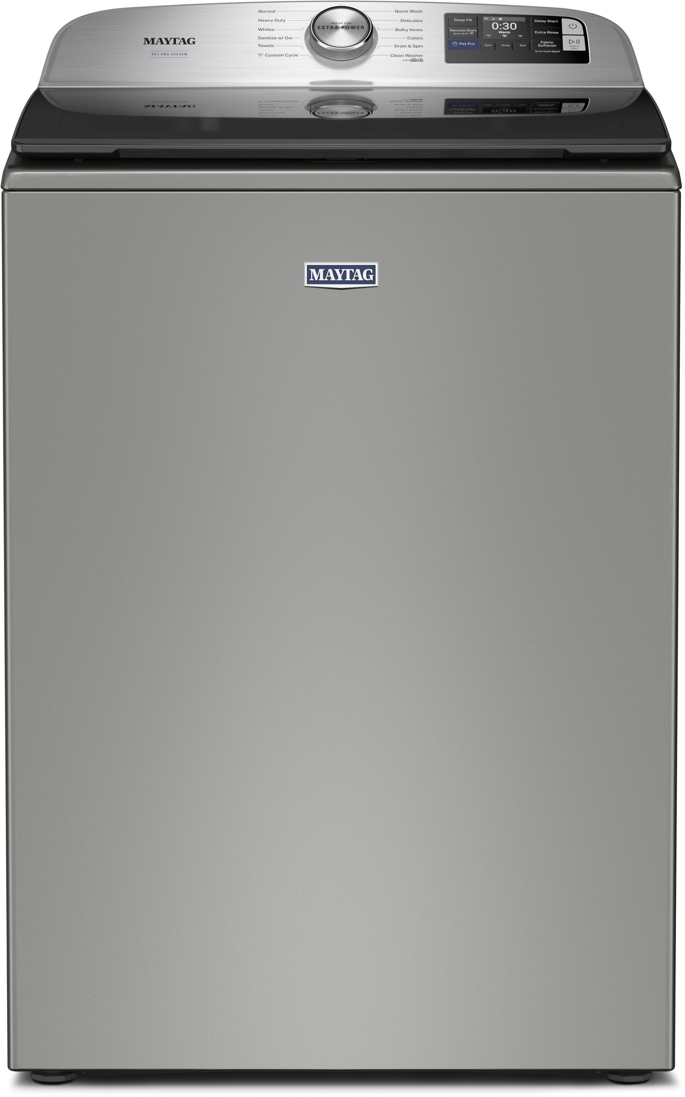 Maytag 5.3 Cu. Ft. Smart Top Load Ultra Capacity Washer With Pet Pro Option And Impeller: Classic Silver
