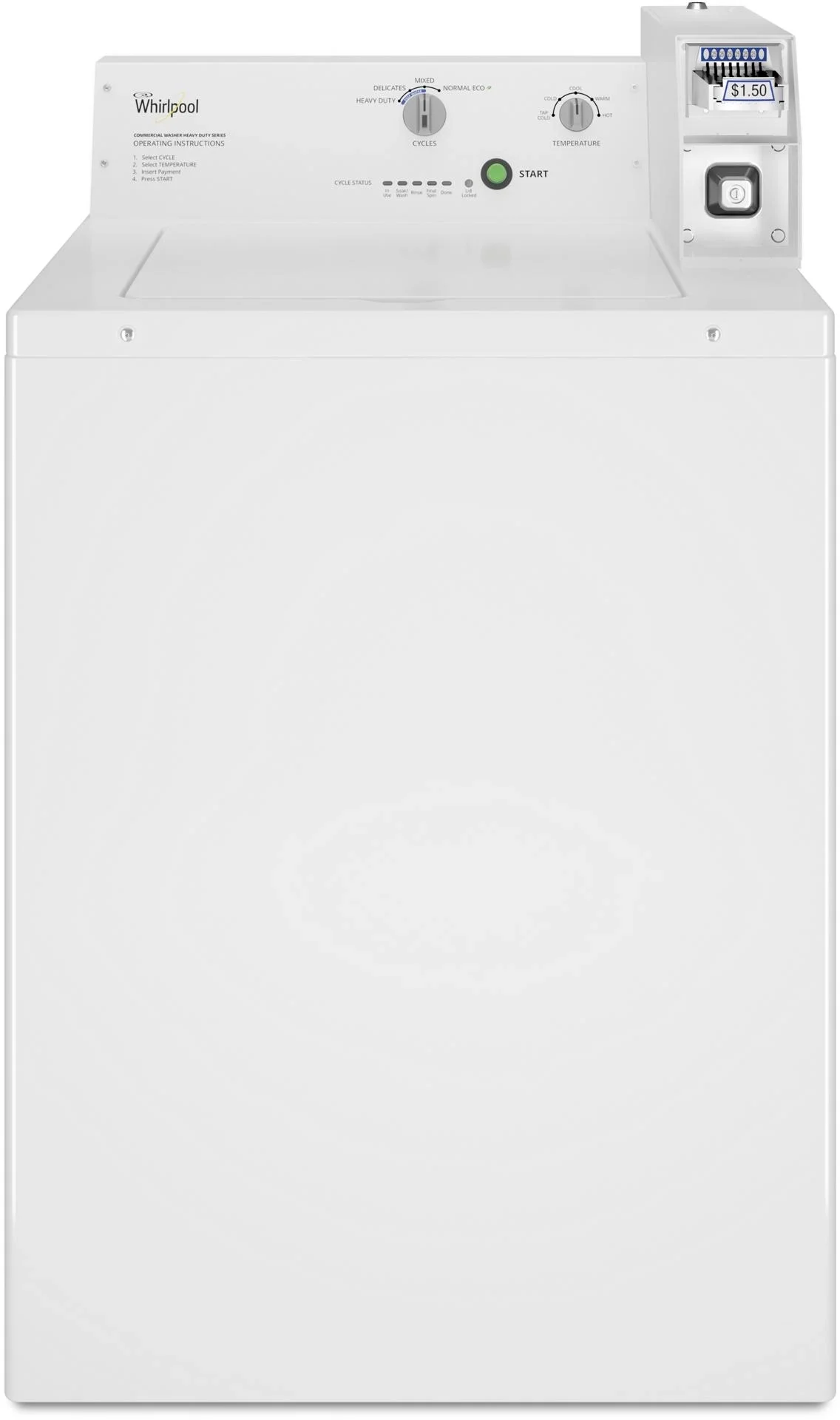 Whirlpool 2.9 Cu. Ft. White Commercial Coin Equipped Top Load Washer