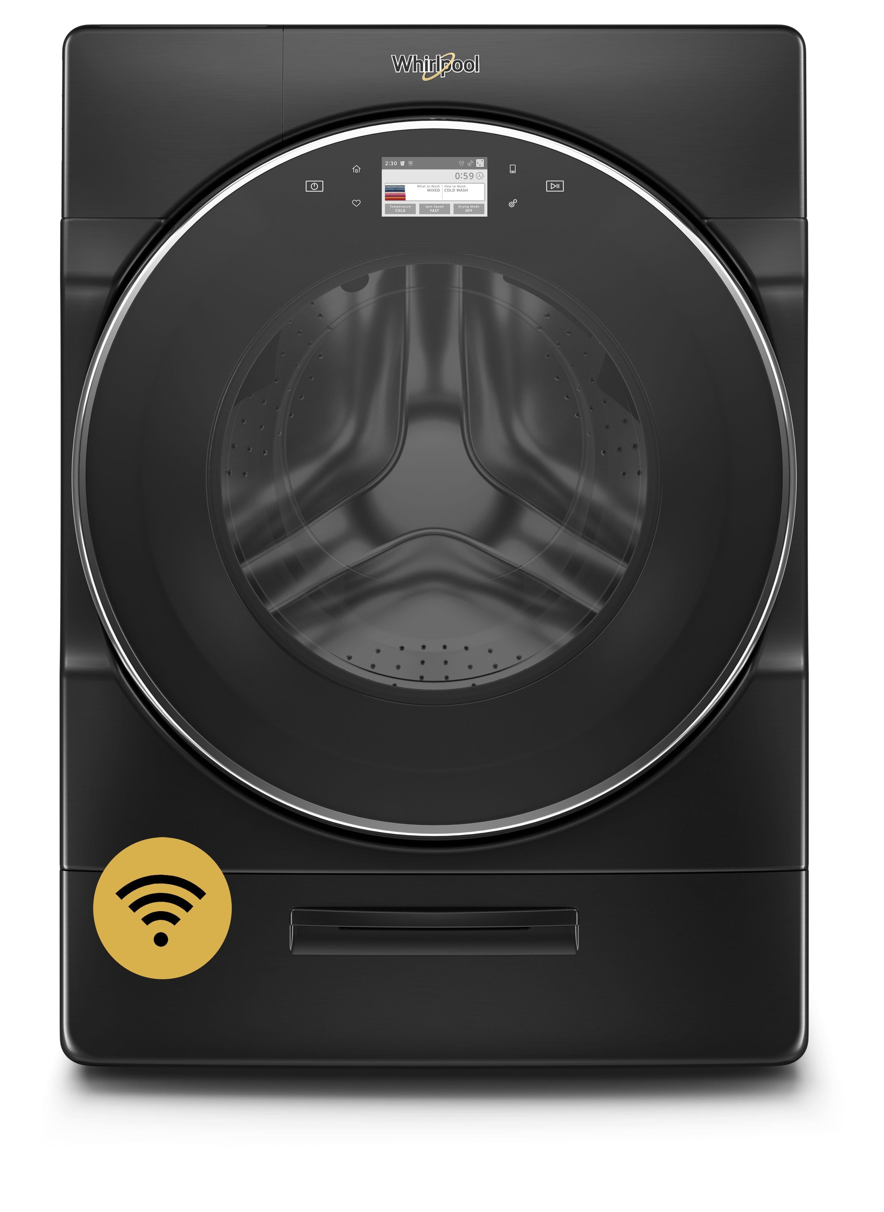 Whirlpool 5.0 cu.ft Black Front Load Washer with Sanitize