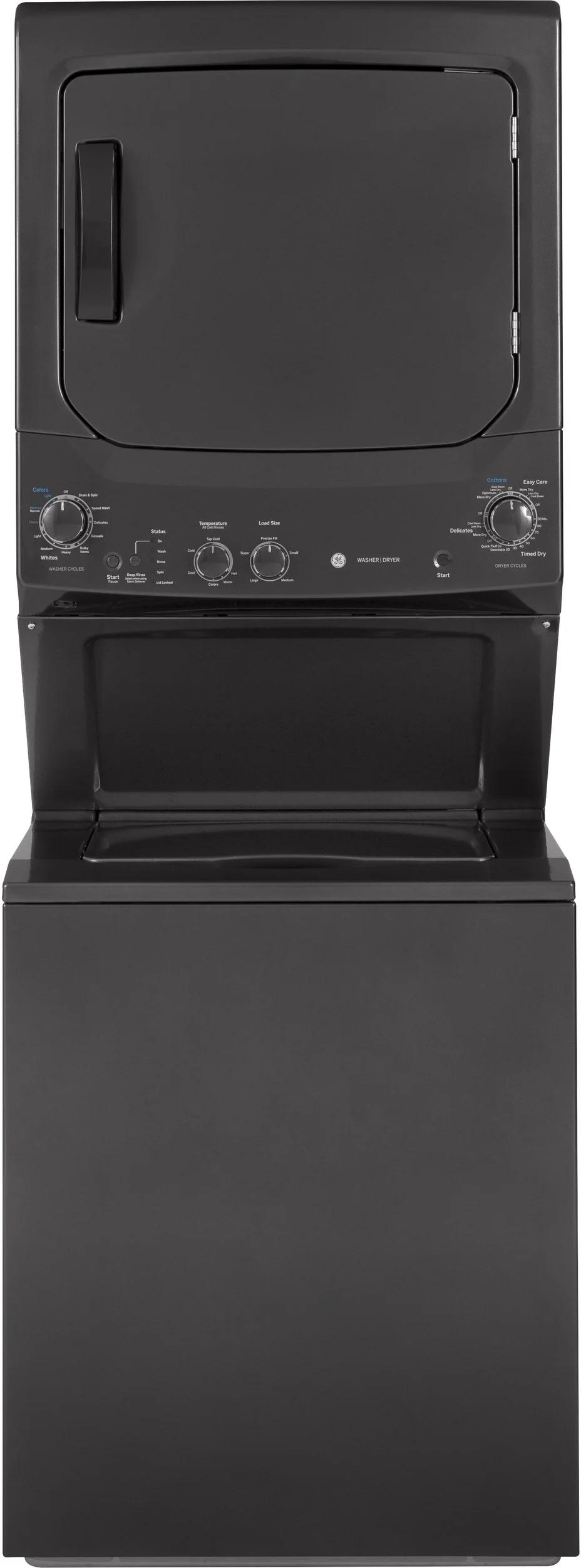 GE 27 inch Diamond Gray Electric Washer/Dryer Stacked Laundry Center