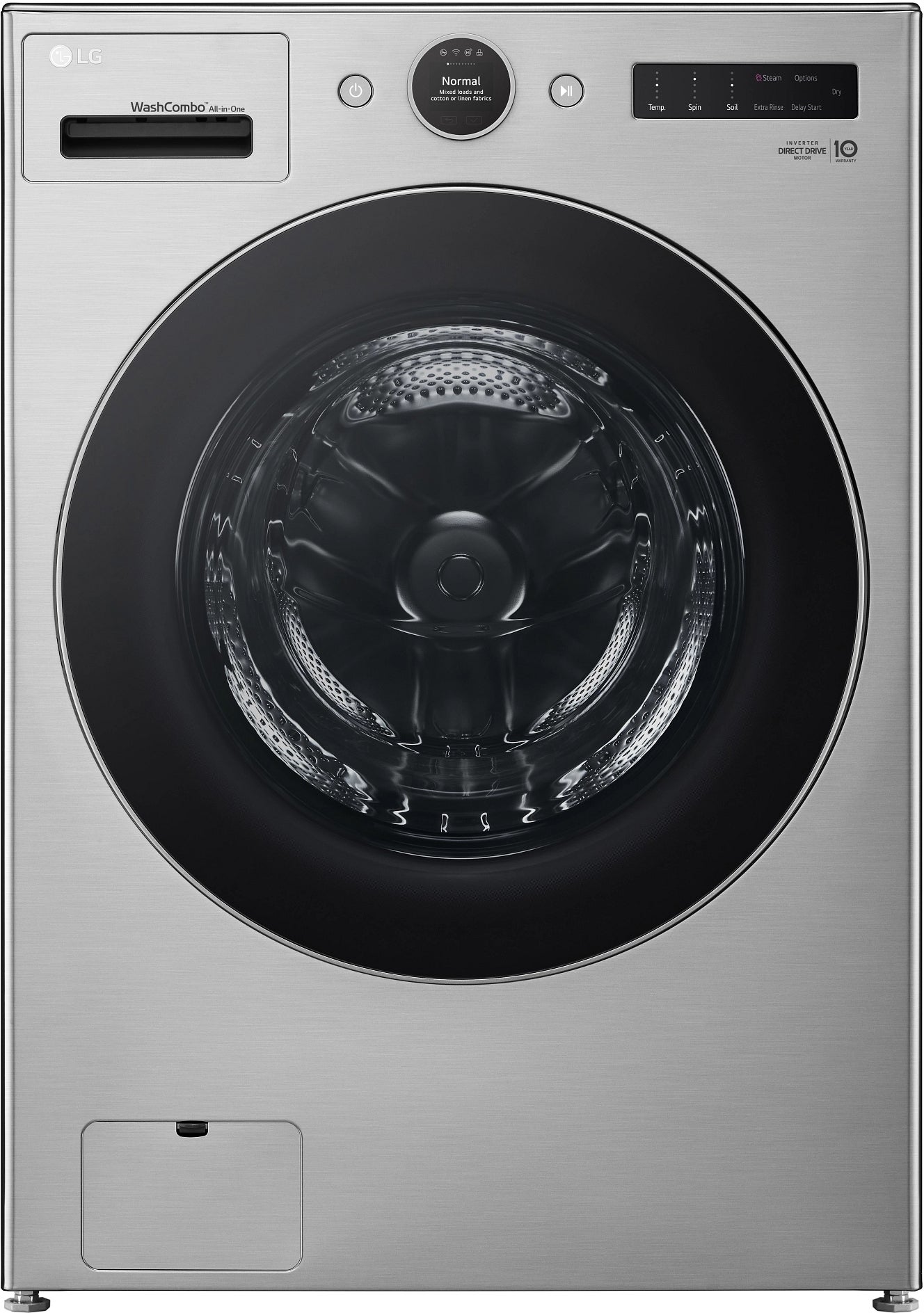 LG 27 Inch Smart Front Load Washer/ Dryer Combo with 5.0 cu ft. Capacity, Inverter Heat Pump, Ventless Design, LCD Dial Control, Turbo Wash 360, Auto Cleaning Condenser, Anti-Vibration System, and Energy Star Certified: Graphite Steel