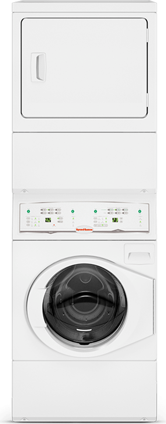 Speed Queen 27 Inch Commercial Electric Laundry Tower with Electronic Homestyle Controls, Rugged Suspension System, 1200 RPM Spin Speed, Stainless Steel Wash Tub, Four-Compartment Soap Dispenser, ADA Compliant Washer and Upfront Lint Filter (This model is for Commercial Use Only. It is NOT to be installed in a Residential Setting): White