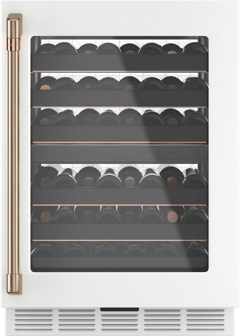 Cafe CCP06DP4PW2 Matte Collection Series 24 Inch Matte White Built-In and Freestanding Wine Cooler