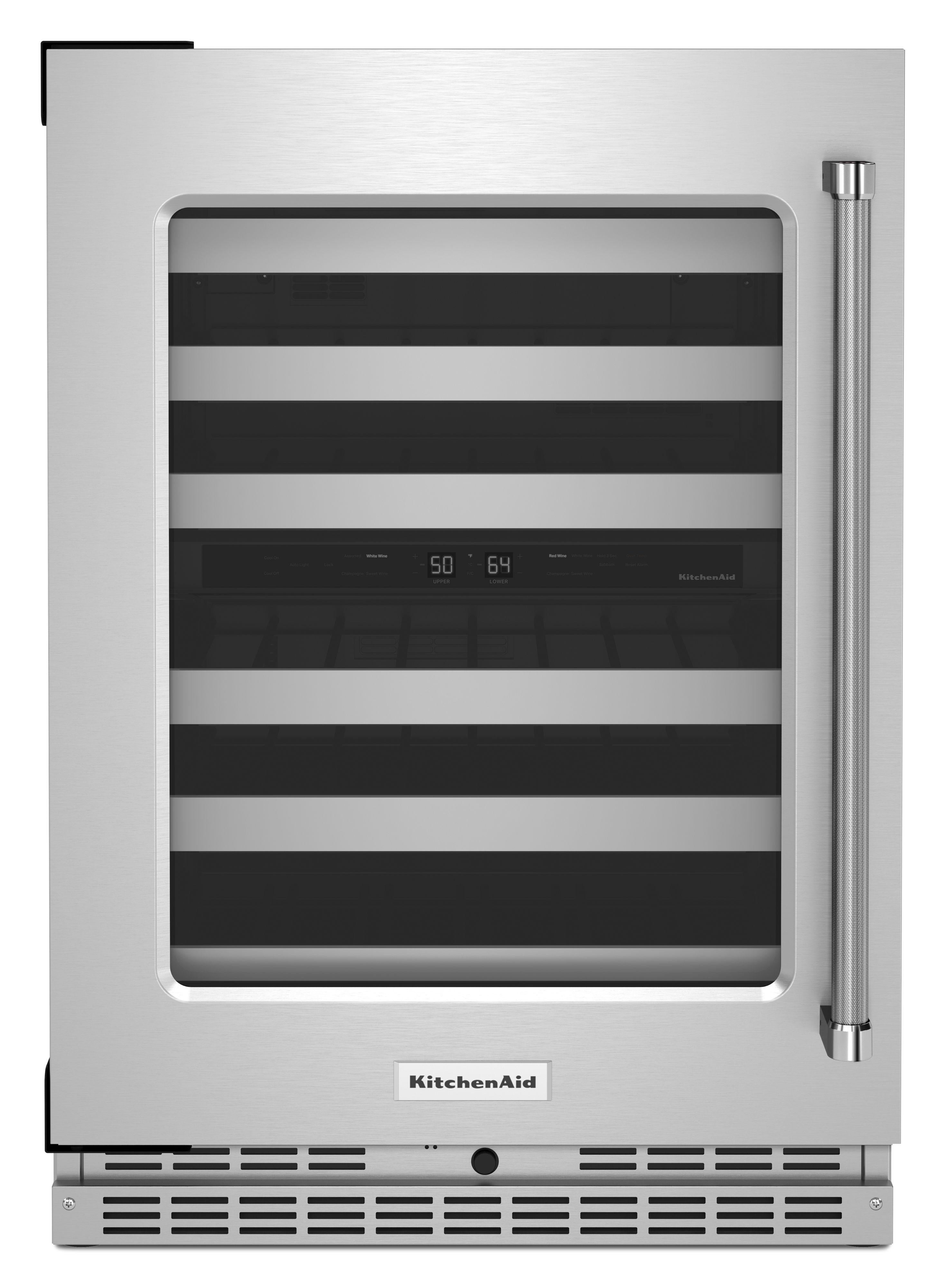 Kitchen Aid KUWL314KSS 24 Inch Built-In and Freestanding Wine Cooler