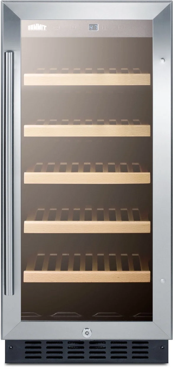 Summit ALWC15 15 Inch Stainless Steel Built-In and Freestanding Wine Cooler