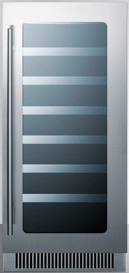Summit CL15WCCSS Classic Series 15 Inch Stainless Steel Built-In and Freestanding Wine Cooler