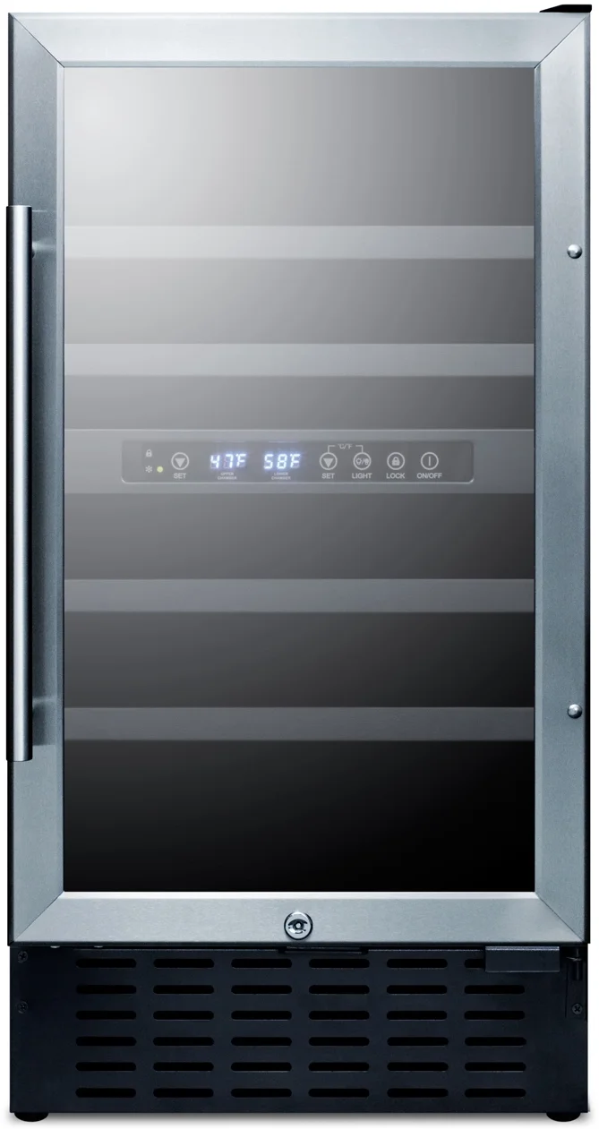 Summit SWC182Z 18 Inch Stainless Steel Built-In and Freestanding Wine Cooler