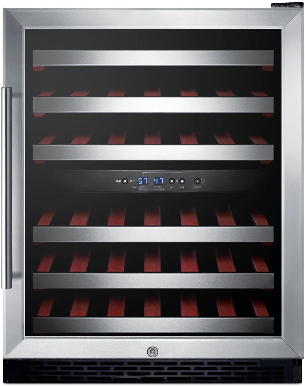 Summit SWC530BLBISTADA 24 Inch Stainless Steel with Black Cabinet Built-In and Freestanding Wine Cooler