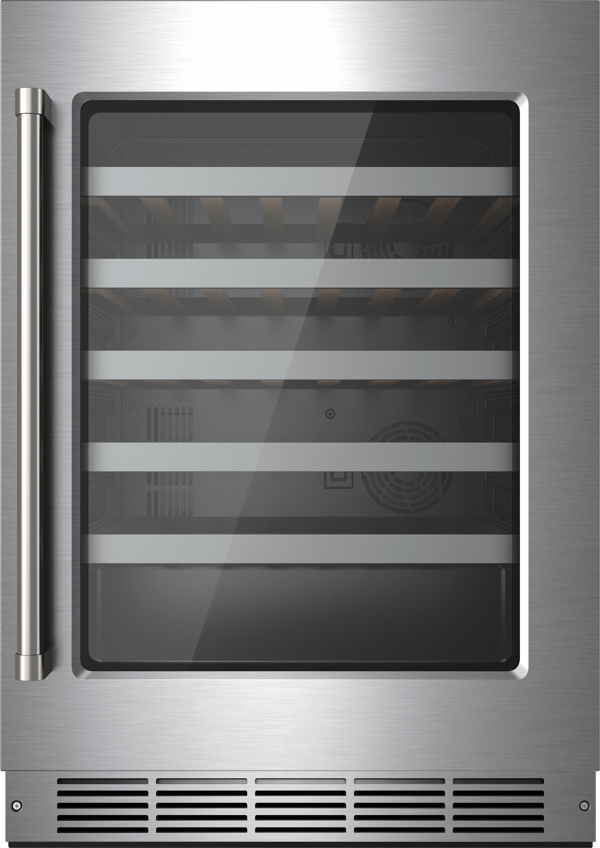 Thor 24 Inch Single Zone Wine Cooler With 46 Bottle Cacpity, LED Lighting And Beech-Wood Shelving: Stainless Steel