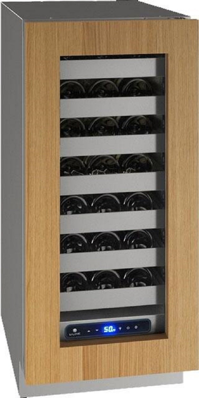 U-Line 5 Class 15" 28-Bottle Custom Panel Frame with Glass Door Wine Chiller