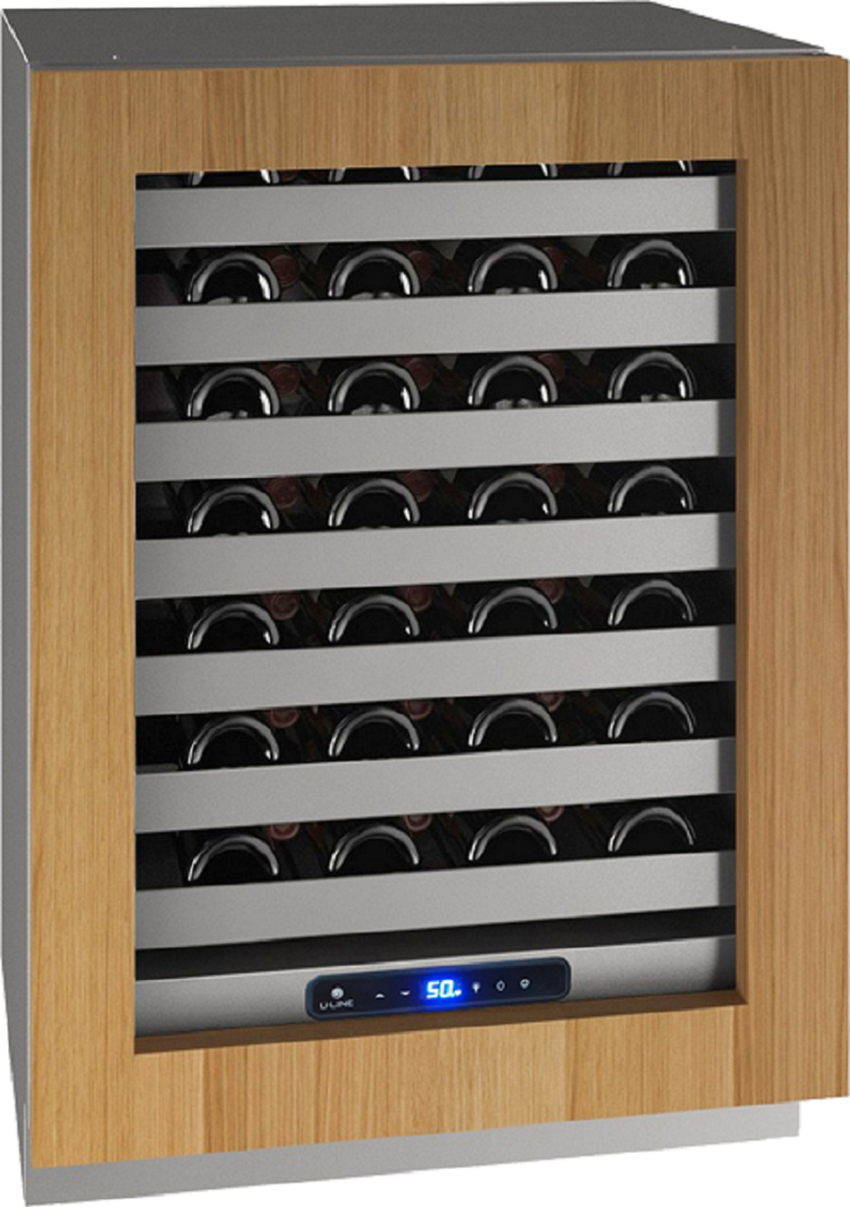 U-Line 5 Class 24" 49-Bottle Custom Panel with Glass Door Wine Chiller