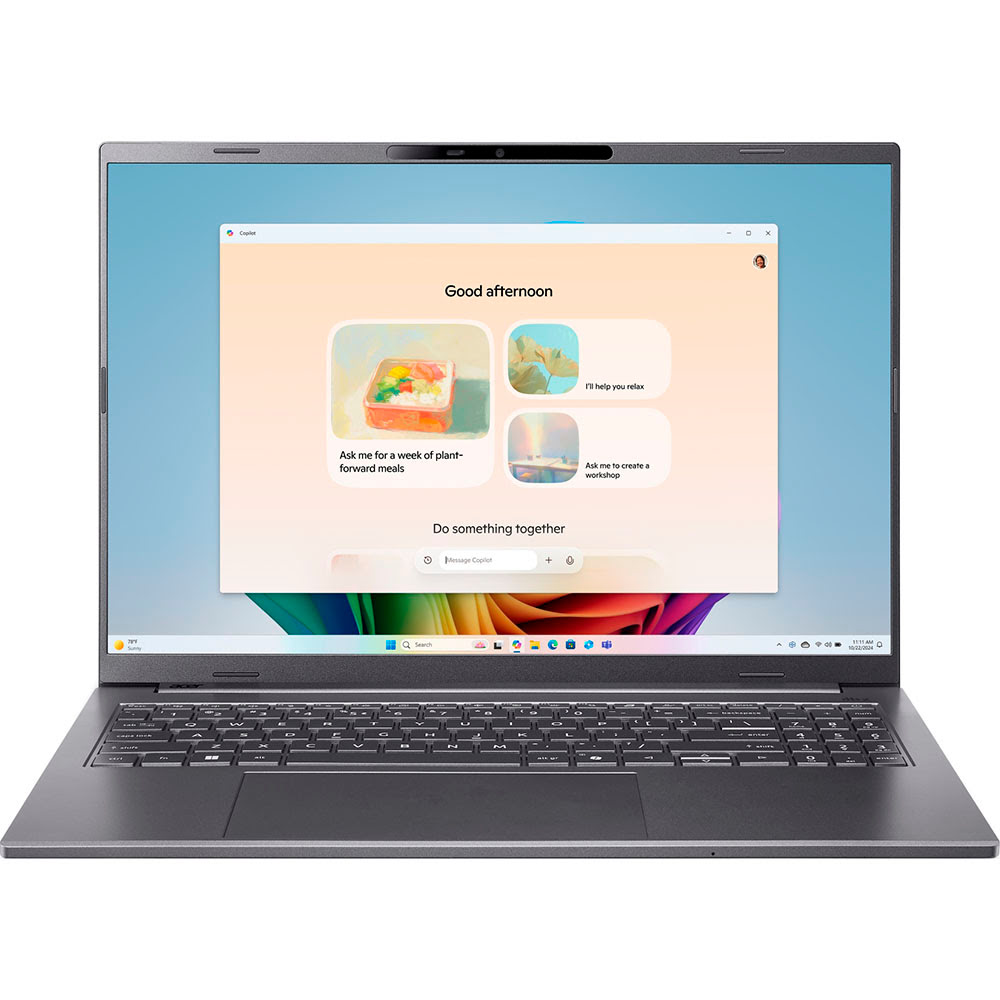 Acer Aspire 16 AI A16-11M 16" Copilot+ Snapdragon X 16GB Qualcomm Adreno GPU 512GB SSD Windows 11 Home PC Laptop - Steel Gray