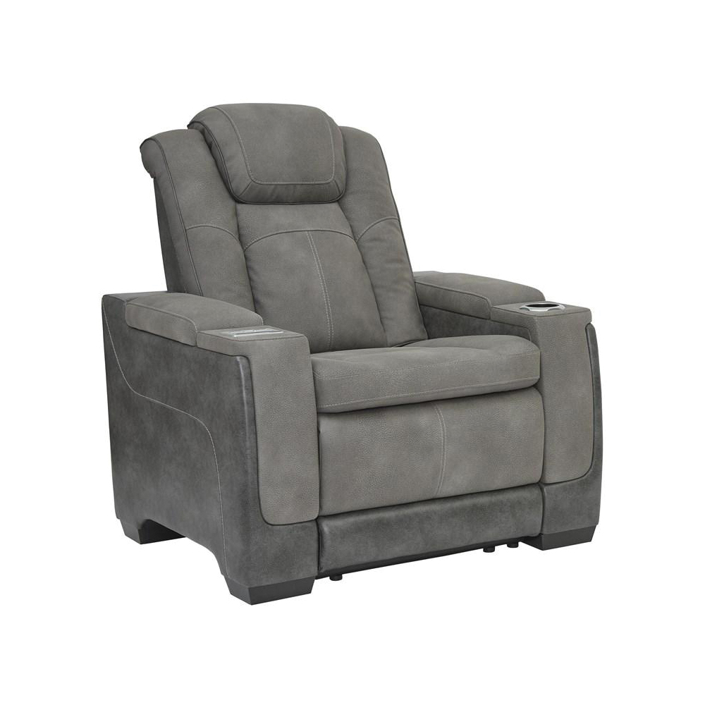 Next-Gen DuraPella Power Leather Look Recliner - Grey
