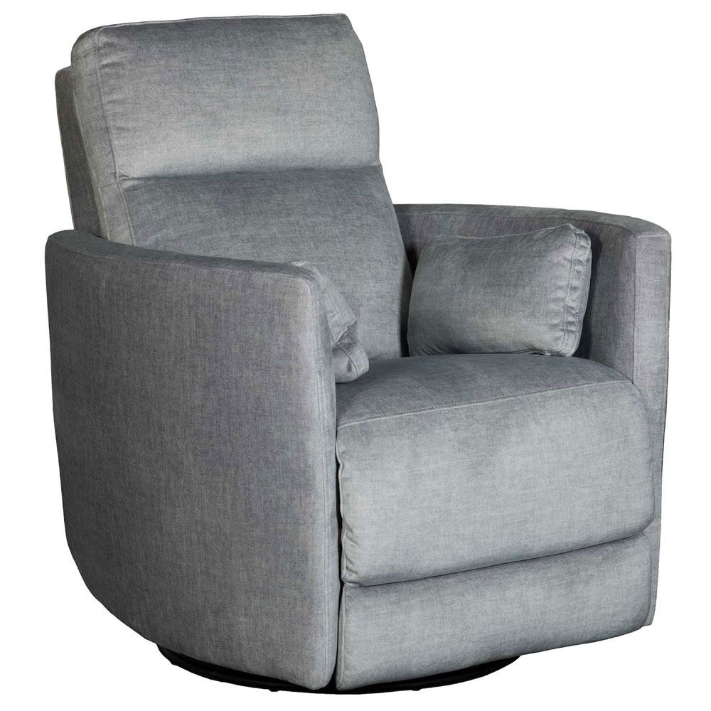Capri Swivel Barrel Recliner with Pillows - Silver