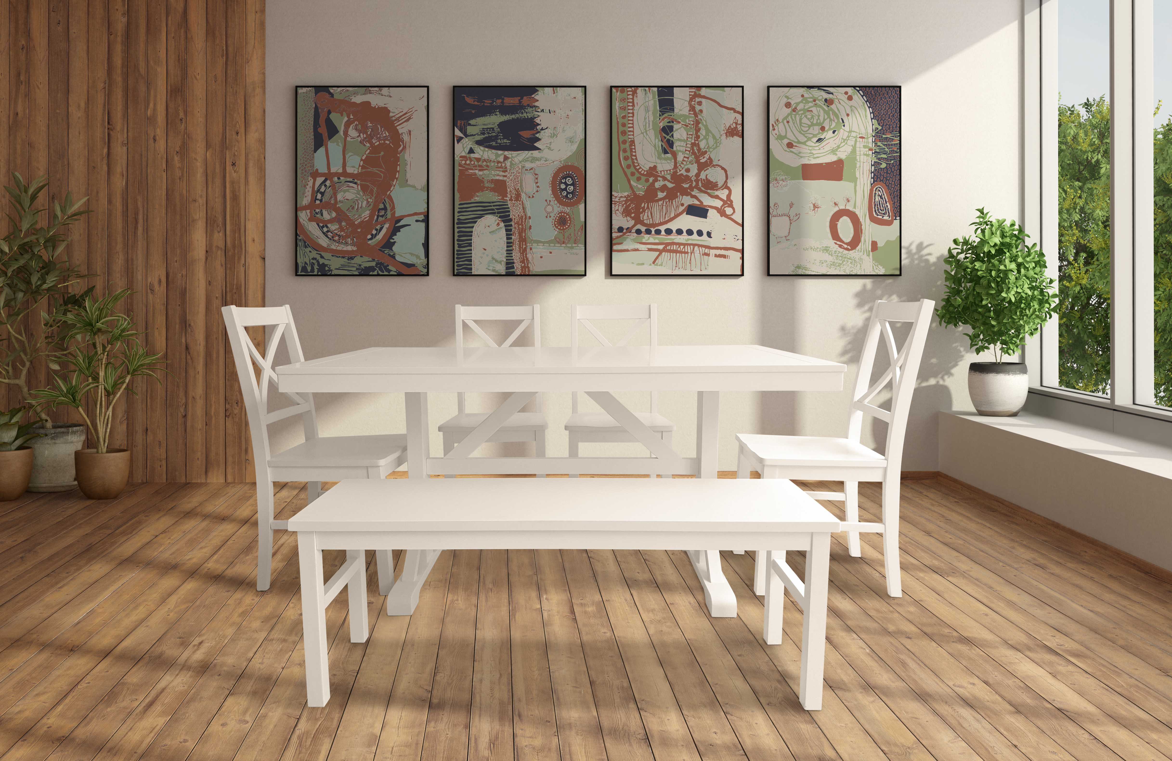 Athens 6-Piece Dining Set White