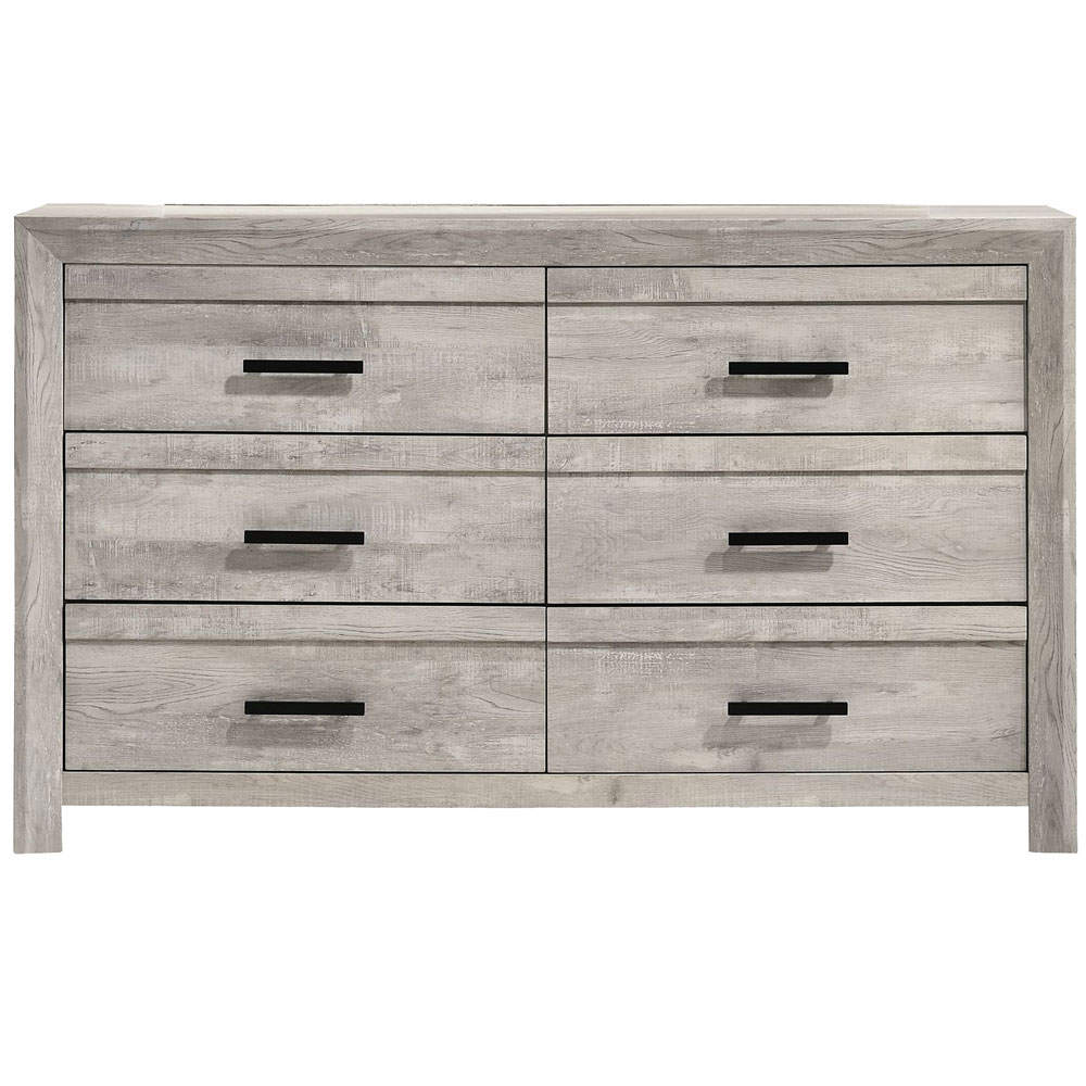 Eleanor Six Drawer Dresser in Distressed White