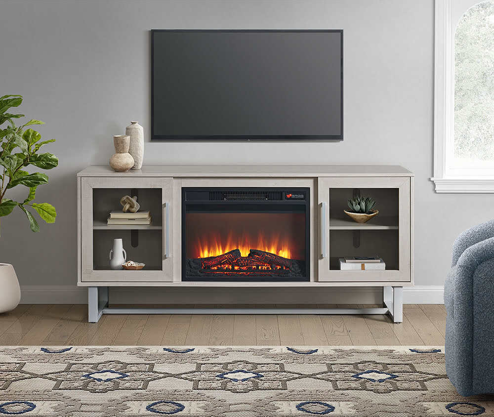 Estelle Console with 23 Fireplace Insert - Off-White