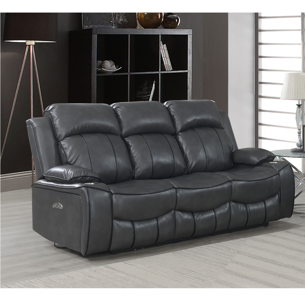 Blanche Reclining Sofa with Power Headrest - Gray