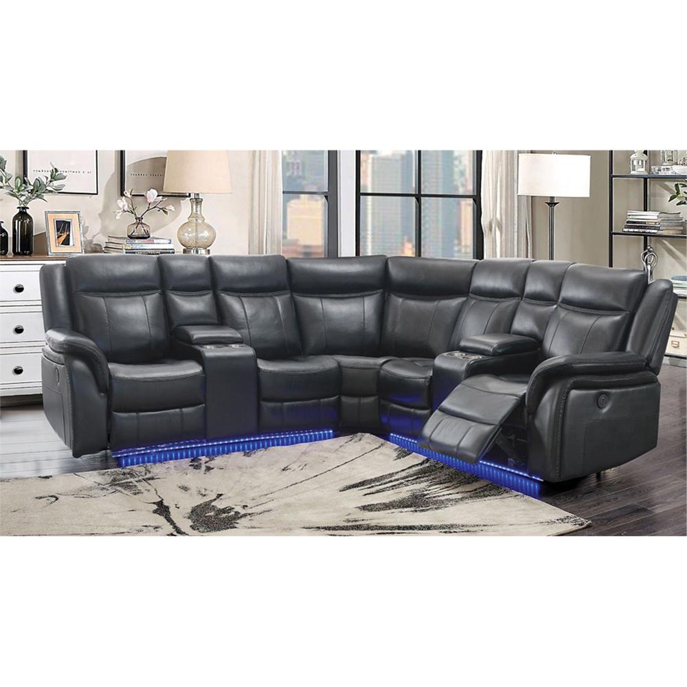 Sectional PLAF CRLS With LED - Charcoal