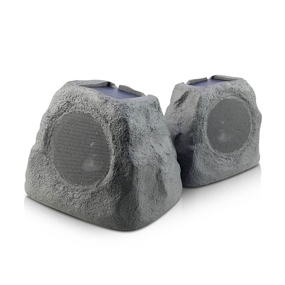Ihome Rechargeable Bluetooth Outdoor Solar Rock Speakers with TWS Linking