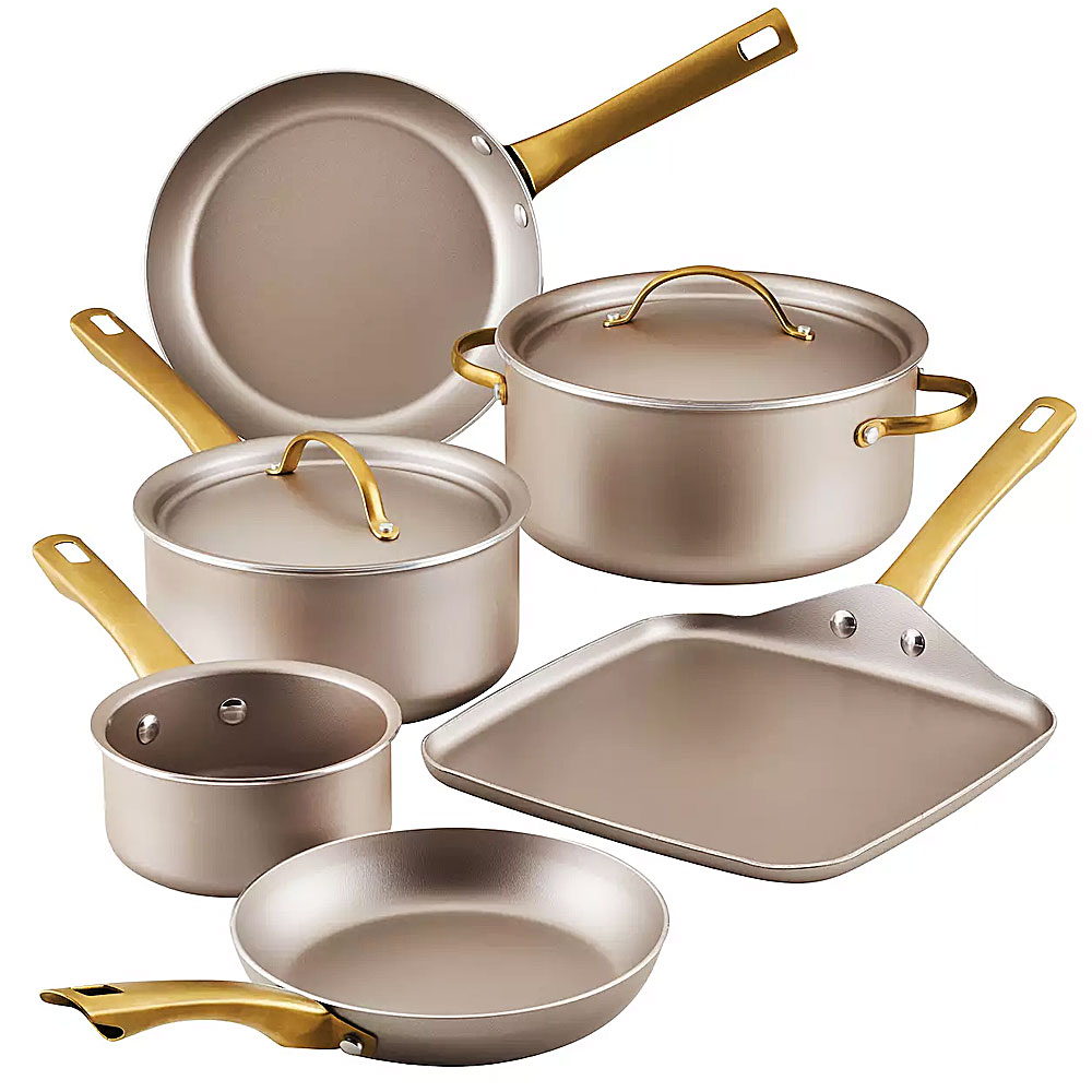 Radiant Aluminum 12-Piece Cookware Set - Champagne