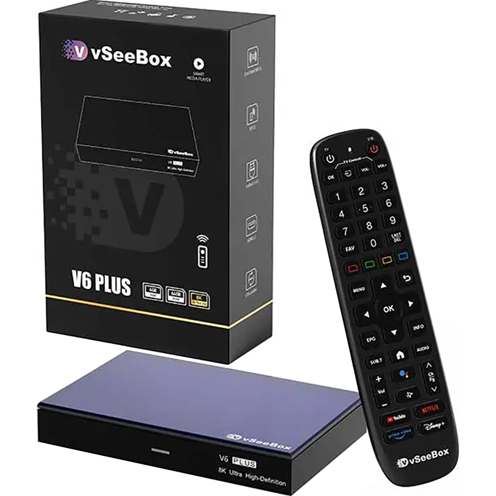 vSeeBox V6 Plus 8K UHD Streaming Media Player WiFi HDMI Black