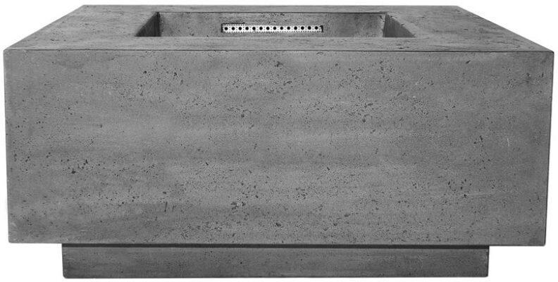 XO 36 Inch Square Fire Pit with Fiberglass Reinforced Durable Concrete : Gray