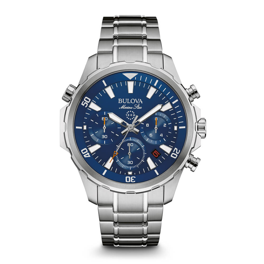 Bulova Mens Stainless Steel Marine Star Chronograph Watch