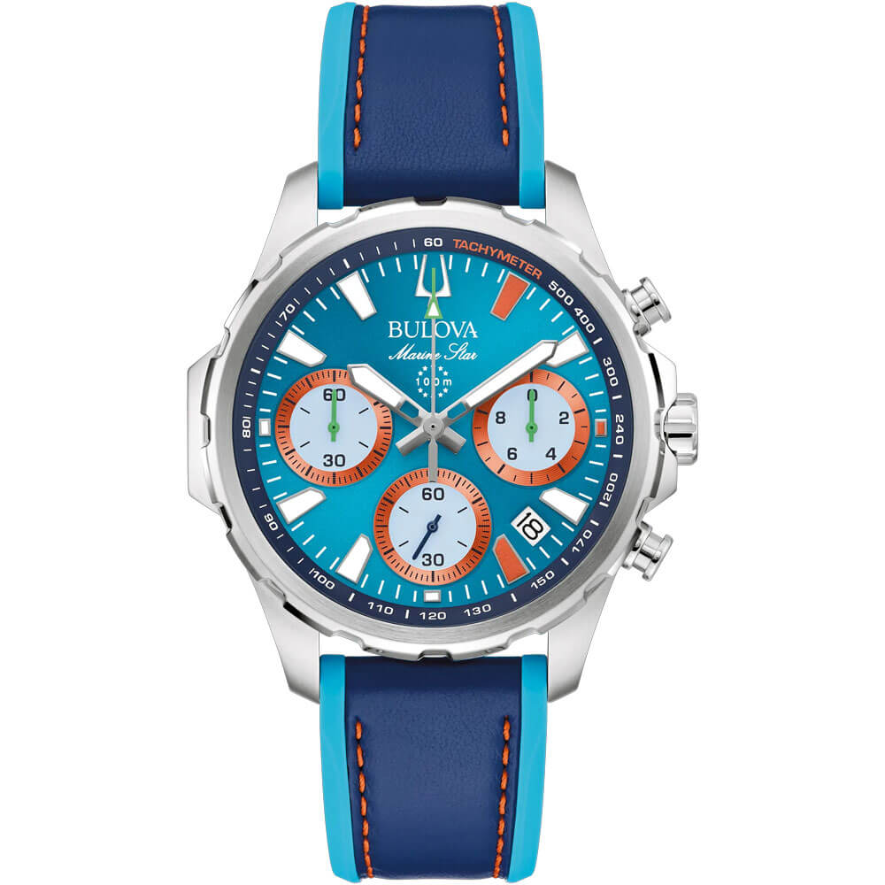 Bulova Team Miami E1 Racing Marine Star B Chronograph Quartz Watch - Two Tone/Blue
