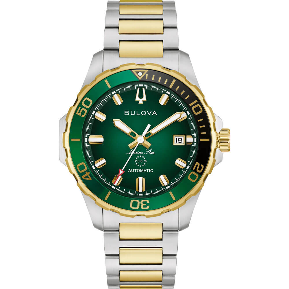 Mens Marine Star Series B Automatic Watch - Two-Tone/Green