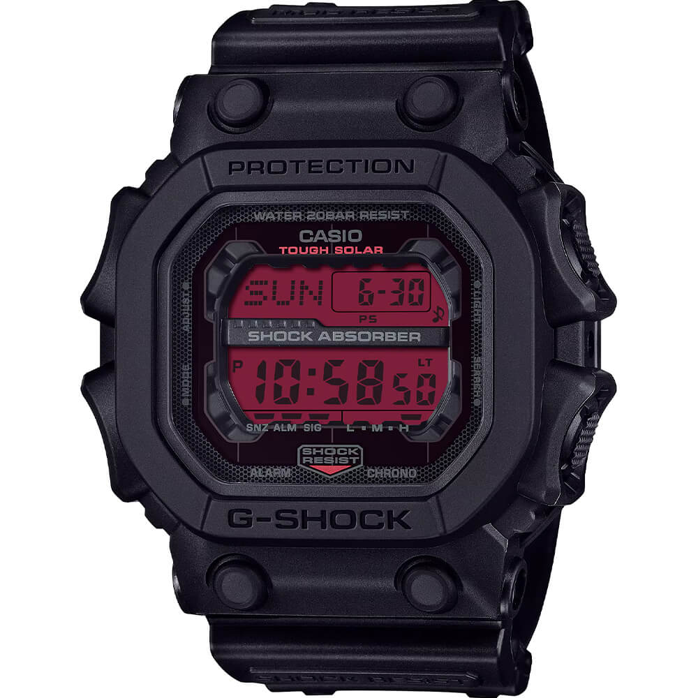Mens G-Shock Solar Analog-Digital Watch - Black/Red