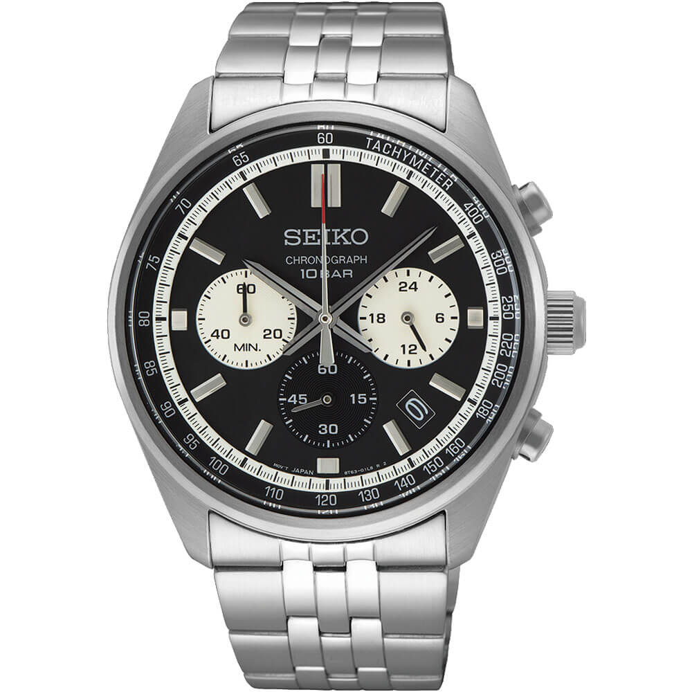 Seiko Essentials Collection Chronograph Quartz Watch - Stainless/Black
